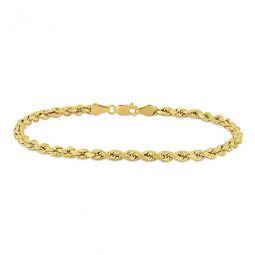 Mens Rope Chain Bracelet In 10K Yellow Gold (4 Mm/9 Inch)