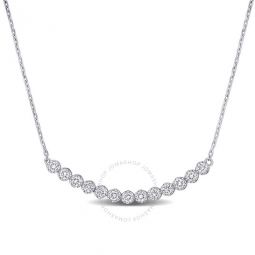 1/2 CT TDW Diamond Bezel-set Bar Necklace In 14K White Gold