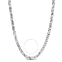 Double Curb Link Chain Necklace In Sterling Silver, 24 In