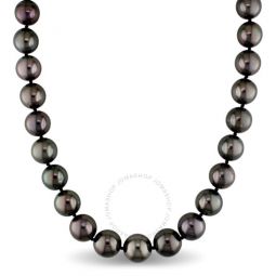 18in 10-13mm Graduated Tahitian Pearl Necklace W/ 14Kw 10mm Corrugated Ball Clasp