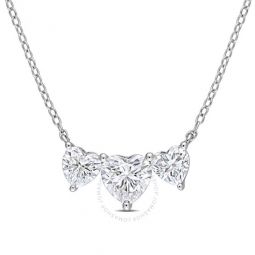 2 CT DEW Created Moissanite Triple-heart Necklace In Sterling Silver