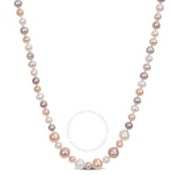 5-6mm & 8-8.5mm Multi-color Freshwater Cultured Pearl Endless Necklace, 80 In