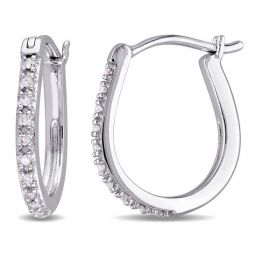 1/10 CT TW Diamond Hoop Earrings In 10K White Gold