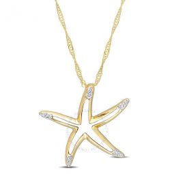 Diamond Accent Starfish Pendant with Chain In 10K Yellow Gold