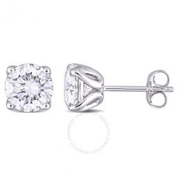 2 1/2 CT DEW Created Moissanite Solitaire Stud Earrings In 10K White Gold