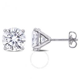 4 CT DEW Created Moissanite Solitaire Stud Earrings In 14K White Gold