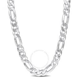 12.3mm Flat Figaro Chain Necklace In Sterling Silver, 22 In