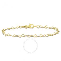 3mm Heart Link Bracelet with Lobster Clasp in Yellow Plated Sterling Silver