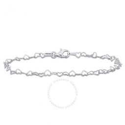 3mm Heart Link Bracelet with Lobster Clasp in Sterling Silver