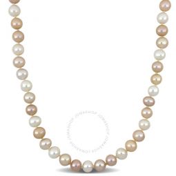 8-8.5mm Multi-colored Cultured Freshwater Pearl Graduated Necklace In Sterling Silver, 18 In