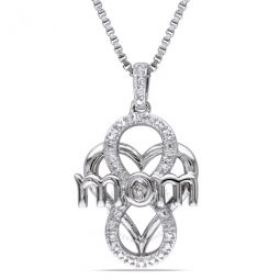 Diamond Infinity Heart mom in Pendant with Chain In Sterling Silver