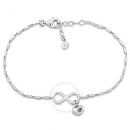 1/5 CT TGW Cubic Zirconia Infinity and Heart Charm Bracelet in Sterling Silver