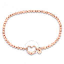 Bead Link Bracelet in Pink Plated Sterling Silver with Heart Clasp
