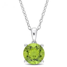 2 CT TGW Peridot Solitaire Heart Design Pendant with Chain in Sterling Silver