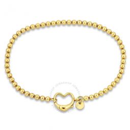 Bead Link Bracelet in Yellow Plated Sterling Silver with Heart Clasp