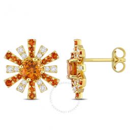 1 5/8 CT TGW Madeira Citrine and White Topaz Starburst Earrings In Yellow Plated Sterling Silver