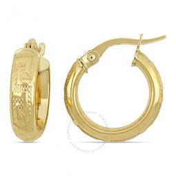 15mm Textured Hoop Earrings in 10k Yellow Gold