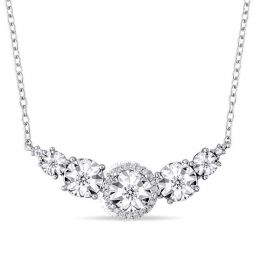 1/6 CT TW Diamond 5-sTone Flower Necklace In Sterling Silver