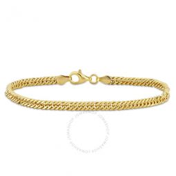 Double Curb Link Chain Bracelet in Yellow Plated Sterling Silver