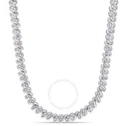 2 CT TW Diamond Twist Tennis Necklace In Sterling Silver