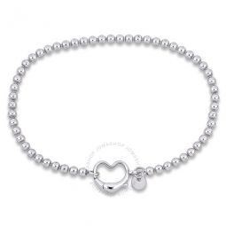 Bead Link Bracelet in Sterling Silver with Heart Clasp