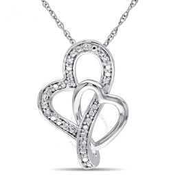 Diamond Interlocked Heart Pendant with Chain In 10K White Gold