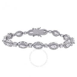 9 1/2 CT TGW Marquise Created White Sapphire Bracelet In Sterling Silver