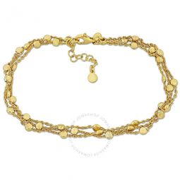 Multi-strand Anklet with Lobster Clasp in Yellow Plated Sterling Silver - 8+1 in.
