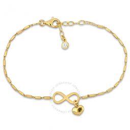 1/5 CT TGW Cubic Zirconia Infinity and Heart Charm Bracelet in Yellow Infinity Sterling Silver