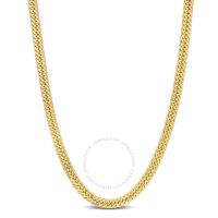 Double Curb Link Chain Necklace In Yellow Plated Sterling Silver, 24 In