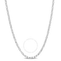 Fancy Rectangular Rolo Chain Necklace In Sterling Silver, 16 In