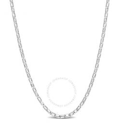 Fancy Rectangular Rolo Chain Necklace In Sterling Silver, 16 In