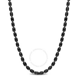 Oval Ball Chain Necklace In Black Plated Sterling Silver, 16 In