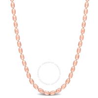 Oval Ball Chain Necklace In Rose Plated Sterling Silver, 16 In