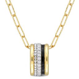 4/5 CT TGW Created White Sapphire Multi-textured Circular Pendant with Chain In Yellow Plated Sterling Silver