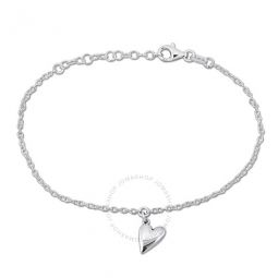 Heart Charm Bracelet in Sterling Silver- 7 in