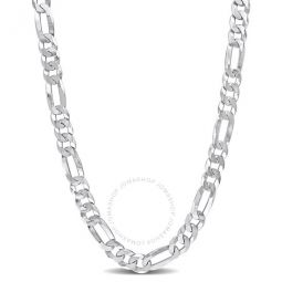 8.9mm Flat Figaro Chain Necklace In Sterling Silver, 24 In