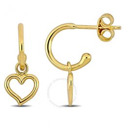 Heart Charm Hoop Earrings in 14k Yellow Gold