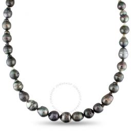 8-10 Mm Black Tahitian Pearl Strand with 14K White Gold Ball Clasp