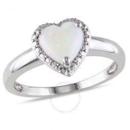 Opal Heart Halo Ring In Sterling Silver
