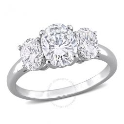 2 1/4 CT DEW Created Moissanite Three-stone Engagement Ring In Sterling Silver