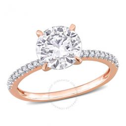 1 4/5 CT TGW Created Moissanite and 1/10 CT TDW Diamond Engagement Ring In 14K Rose Gold