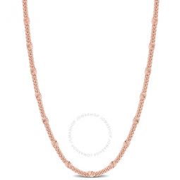 Double Curb Link Chain Necklace In Rose Plated Sterling Silver, 16 In