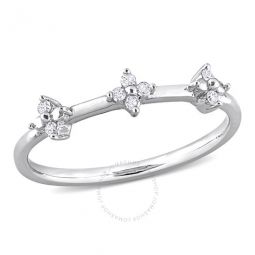 1/10 CT TW Diamond Floral Promise Ring In Sterling Silver