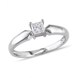 1/3 CT TW Princess Cut Diamond Solitaire Engagement Ring In 10K White Gold
