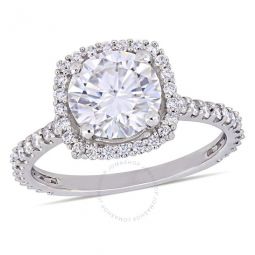 2 1/2 CT DEW Moissanite Halo Engagement Ring In 10K White Gold