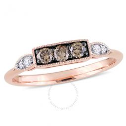 1/4 CT TW Dark Brown and White Diamond Ring In 10K Rose Gold