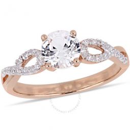 1 CT TGW Created White Sapphire and 1/10 CT TW Diamond Infinity Engagement Ring In 10K Rose Gold