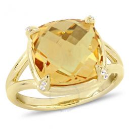 7 CT TGW Citrine and White Topaz Split Shank Ring In Yellow Plated Sterling Silver