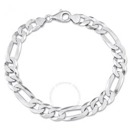 8.9mm Flat Figaro Chain Anklet in Sterling Silver, 9 in